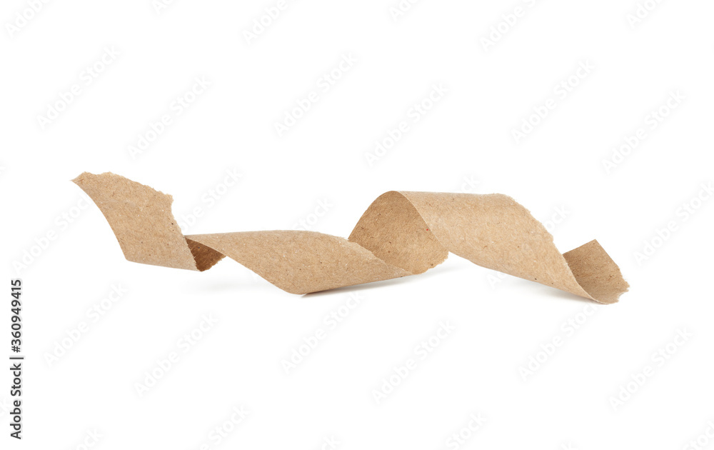 Φωτογραφία twisted strip of brown craft paper isolated on white background