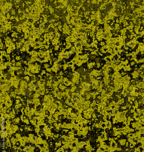Quadro em tela Wavy and haphazard mixing of yellow shades on black canvas