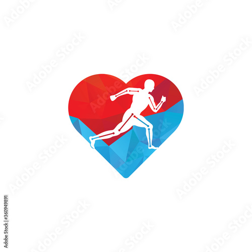 Physiotherapy treatment heart shape concept logo design template vector with people run. Colorful vector health. Physiotherapy clinic logo. Physiotherapy logo
