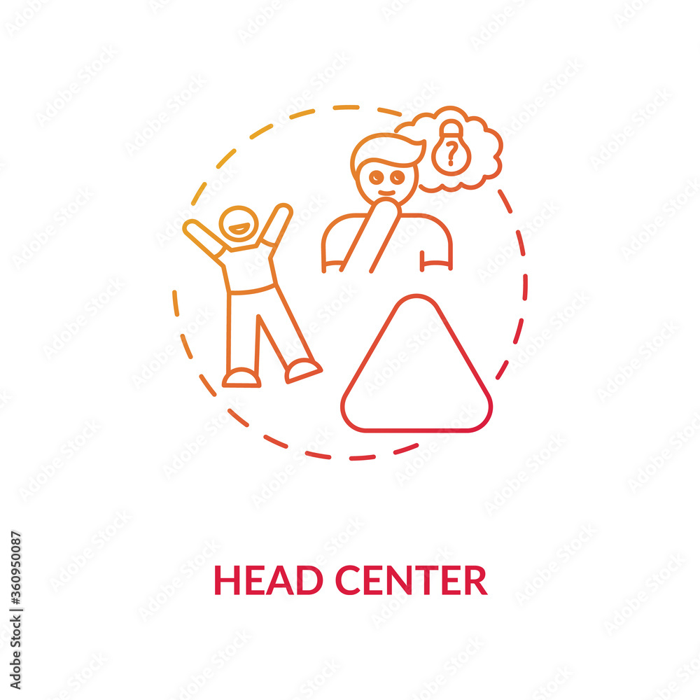 Obraz premium Head center red gradient concept icon. Individual motivation. Personal motivation. Chakra in body system. Human design idea thin line illustration. Vector isolated outline RGB color drawing