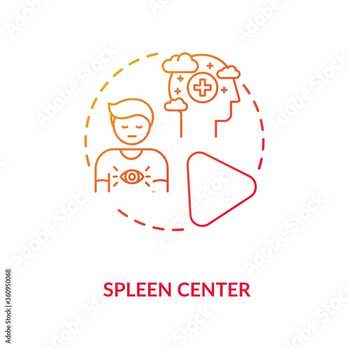 Spleen center red gradient concept icon. Immune system. Person intuition. Chakra in body system. Human design idea thin line illustration. Vector isolated outline RGB color drawing