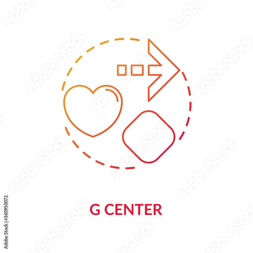 G center red gradient concept icon. Spiritual self love. Direction for life. Chakra in body system. Human design idea thin line illustration. Vector isolated outline RGB color drawing
