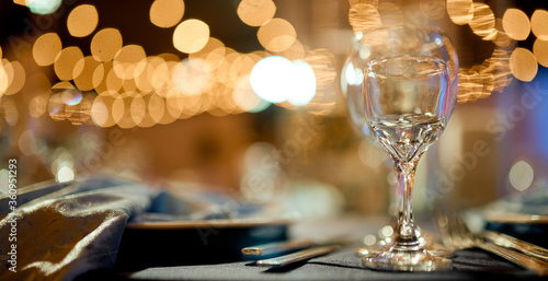 Festive atmosphere in the evening with a glass light bokeh on background