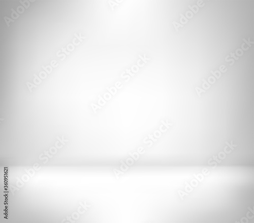 Empty studio background with light and shadow. White and grey 3D plain gradient background  for photography and presentation your item. Studio room, abstract background. Vector illustration