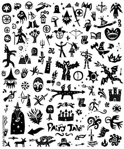 fairy tale , history - doodles , silhouettes ,sign and symbols