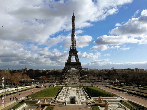 Eiffel Tower from Trocadero in Paris, France - January 2019
