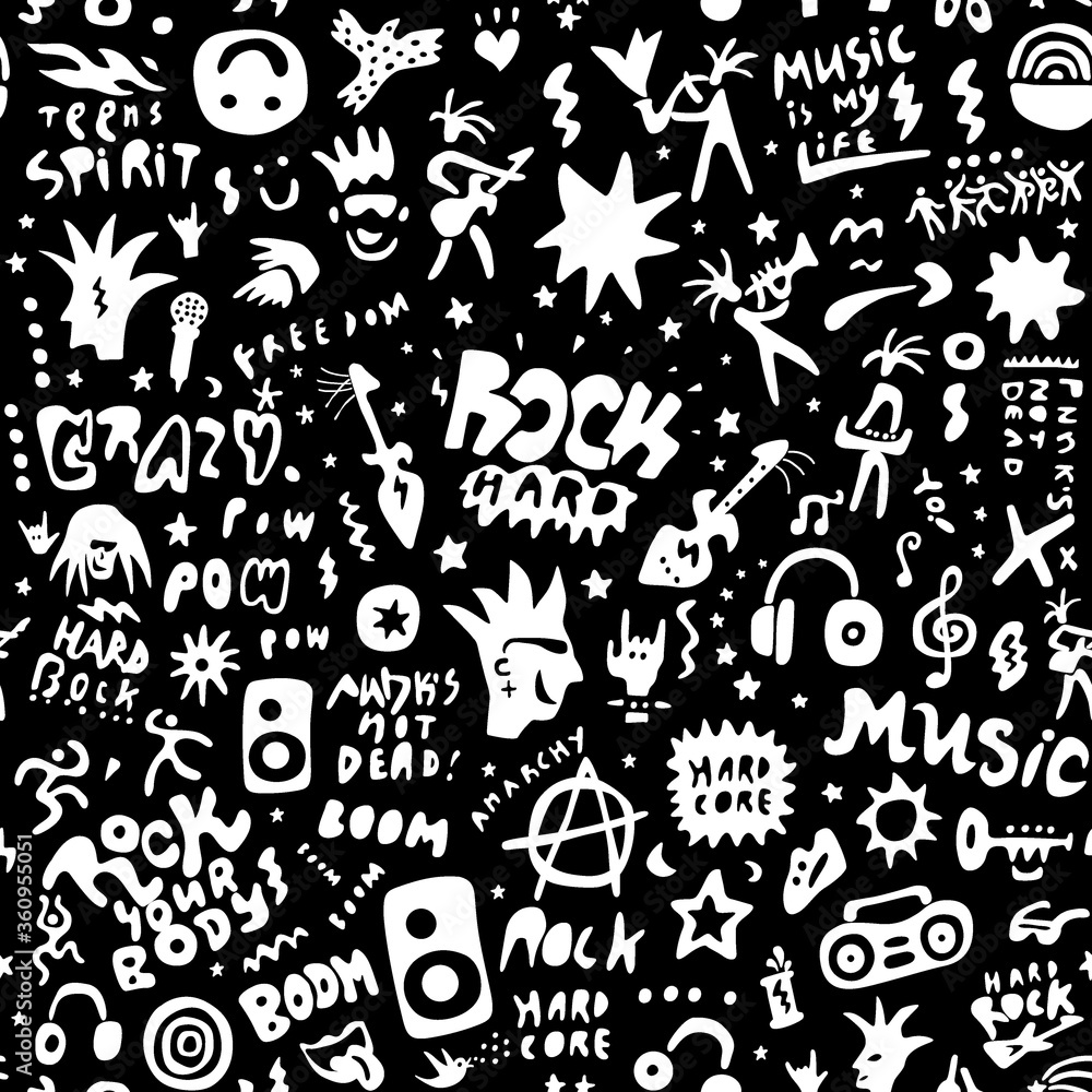 rock music party - seamless pattern , graphic design elements