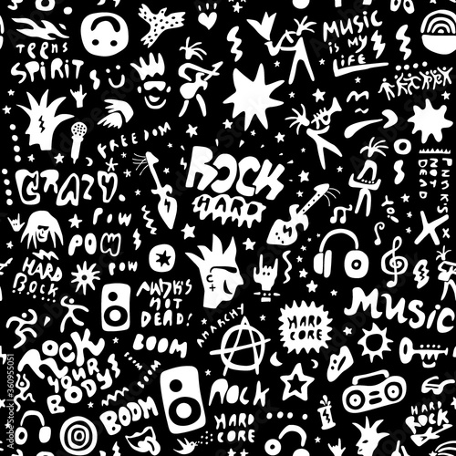 rock music party - seamless pattern , graphic design elements
