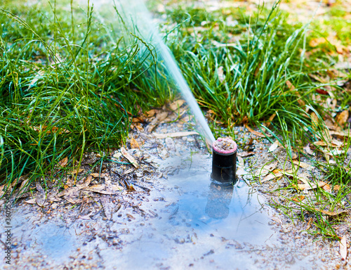 Irrigating a park with reclaimed water. photo