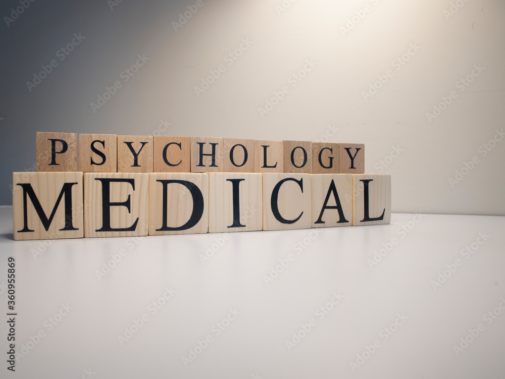 Medical psychology text from wooden cubes. The term psychology profession. Medical psychology text from wooden cubes. The term psychology profession.