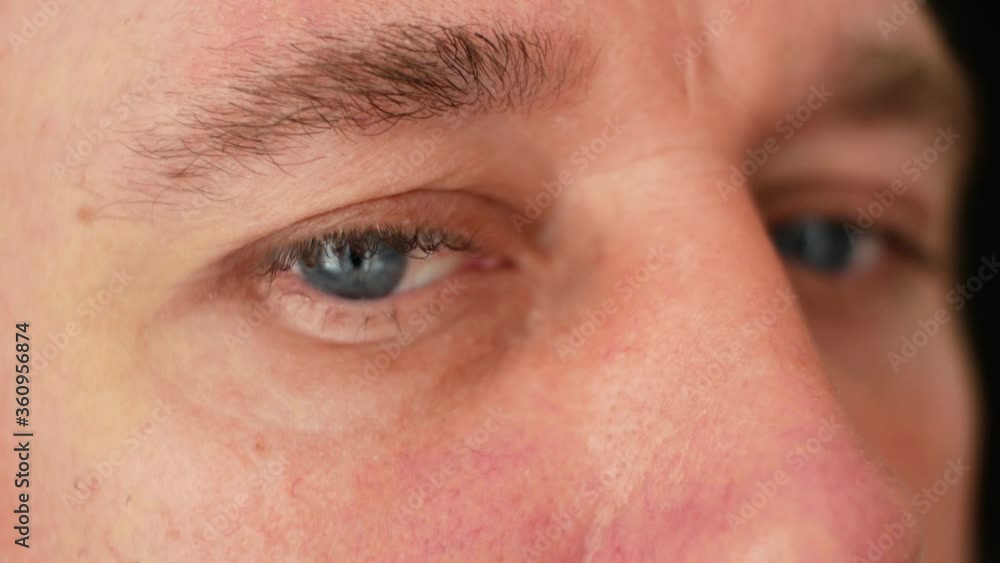 Organs of sight of human. Man moves his eyes with red vessels and watching. Eyebrows and eyelashes Organs of sight of human. Man moves his eyes with red vessels and watching. Eyebrows and eyelashes