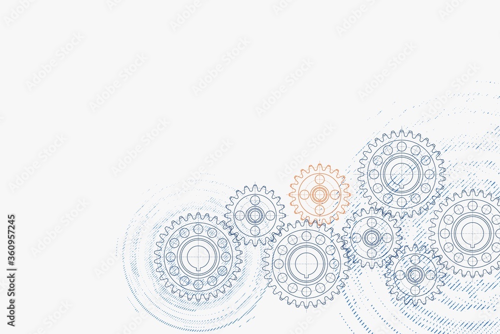 Engine Integration Topic Background Technical background. Abstract parts of engine. Vector illustration ...