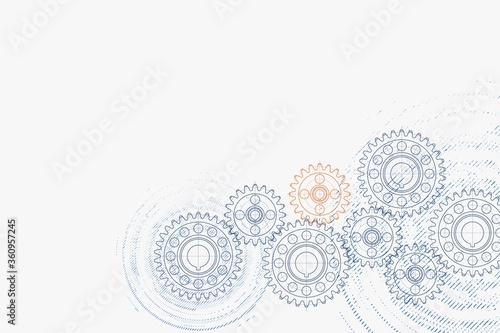 Technical background. Abstract parts of engine. Vector illustration.