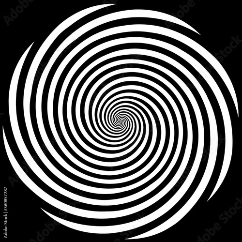 Hypnosis Spiral Design Pattern, Black and white descending spiral design pattern, concept for hypnosis, unconscious, chaos, extra sensory perception, psychic, stress, strain, optical illusion. 