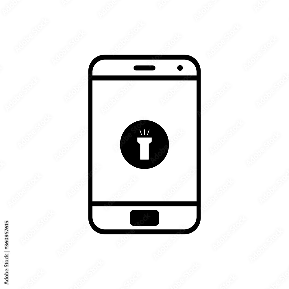 vector illustration of flashlight icon on smartphone vector illustration of flashlight icon on smartphone