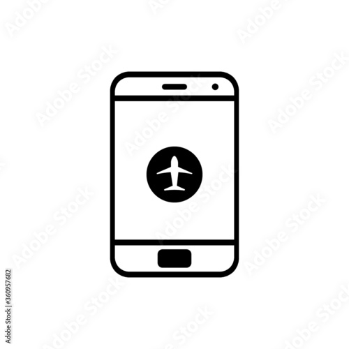 vector illustration of aeroplane icon on smartphone