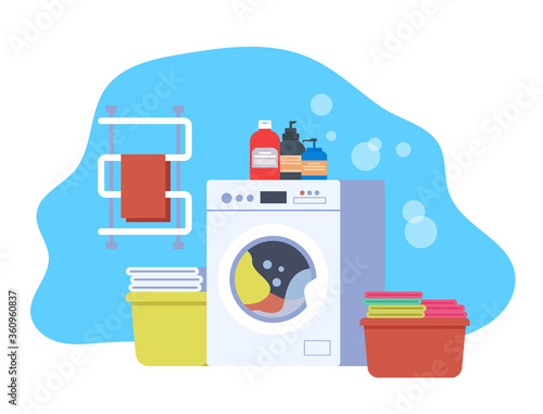 Washing laundry clothes isolated concept. Vector flat cartoon graphic design illustration