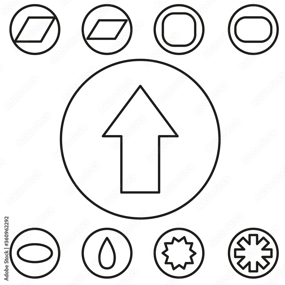 Basic shape set outline vector illustration in the circle Basic shape set outline vector illustration in the circle
