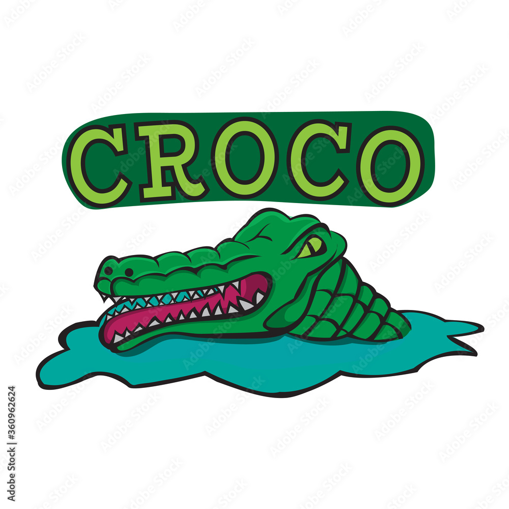 Fototapeta premium crocodile's head appears above the water illustration logo
