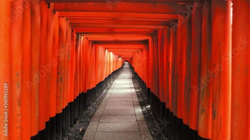 View Of Traditional Japanese Torii Gates at Fushimi Inari Taisha religios in Kyoto city, Japan. photo