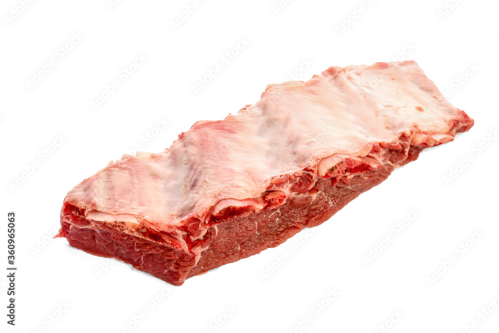 Raw beef short ribs on white background Raw beef short ribs on white background