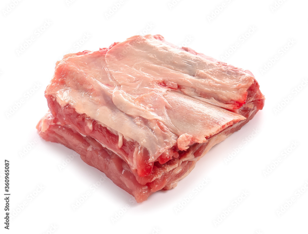 Raw beef short ribs on white background Raw beef short ribs on white background