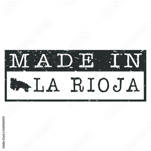 Made In La Rioja Spain. Stamp Rectangle Map. Logo Icon Symbol. Design Certificated Vector.