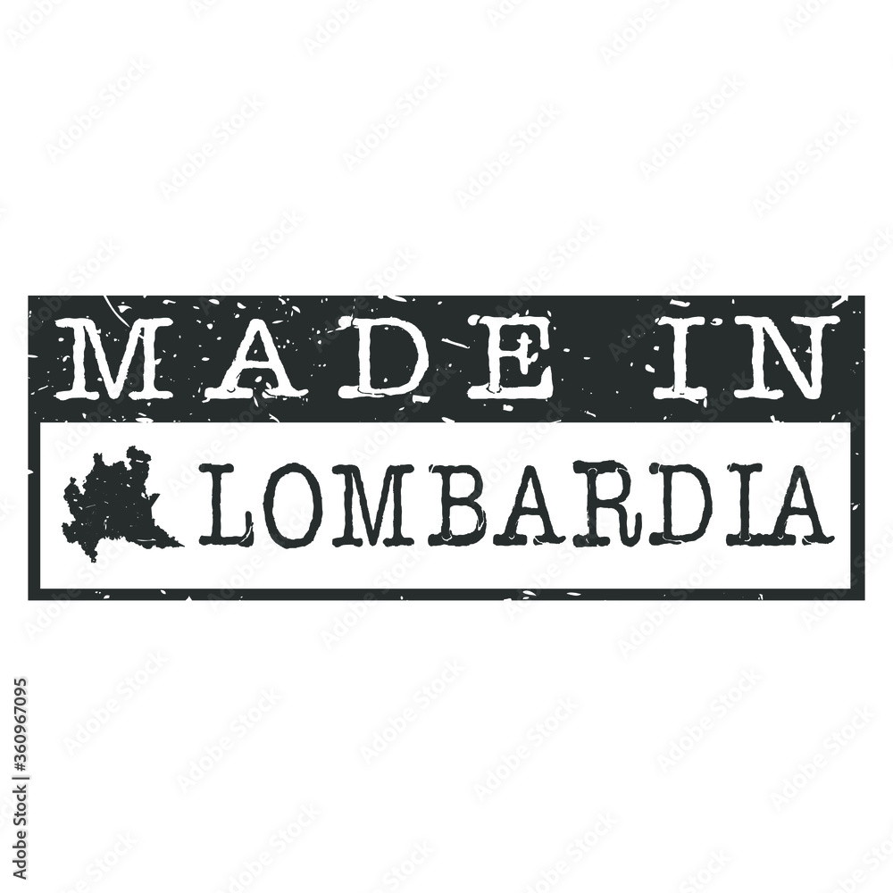 Made In Lombardy Italy. Stamp Rectangle Map. Logo Icon Symbol. Design Certificated Vector. Made In Lombardy Italy. Stamp Rectangle Map. Logo Icon Symbol. Design Certificated Vector.