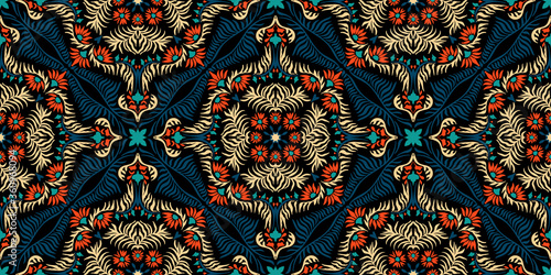 Bandana print. Women's shawl with floral pattern. Mediterranean wallpaper. Portuguese tile azulejo. Turkish ornament. Spanish porcelain. Ceramic dishes. 