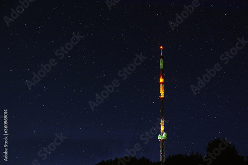 TV tower on a background of starry sky