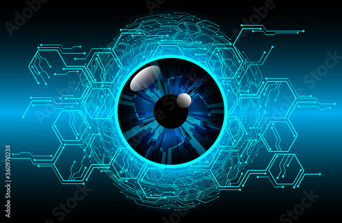 Blue eye cyber circuit future technology concept background