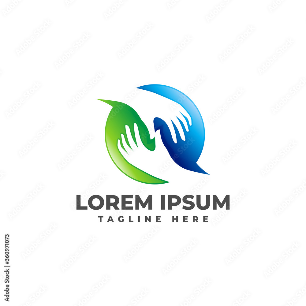 Care Each Other Modern Hand Gradient Logo Vector Icon Illustration Care Each Other Modern Hand Gradient Logo Vector Icon Illustration