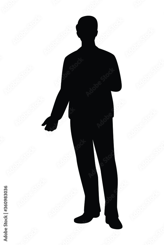 Standing business man silhouette vector on white Standing business man silhouette vector on white