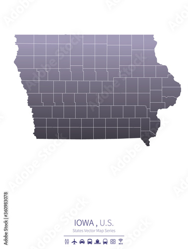 iowa map. us states vector map series. united states map background.