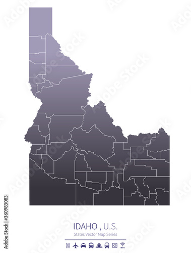 idaho map. us states vector...