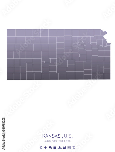 kansas map. us states vecto...