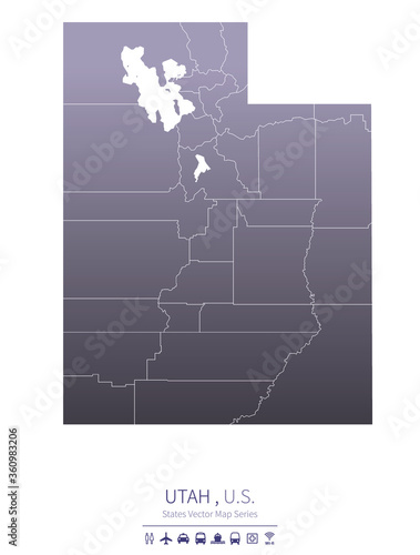 utah map. us states vector ...