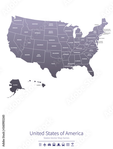 usa map. us states vector m...