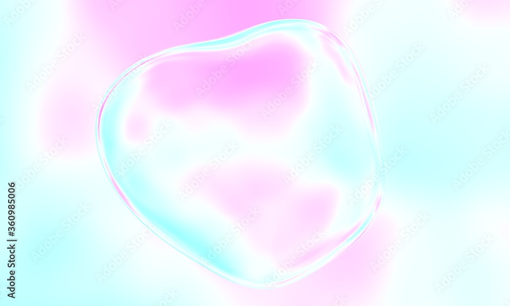 3D Rendering of air bubble with glossy fluid surface floating over pastel color background. Concept for moisture, freshness, beauty products 3D Rendering of air bubble with glossy fluid surface floating over pastel color background. Concept for moisture, freshness, beauty products