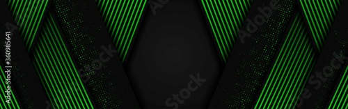 abstract 3d background with green and dark gray paper layers