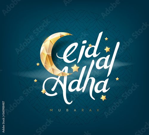 Eid Al Adha Mubarak the celebration of Muslim community festival calligraphy background design.