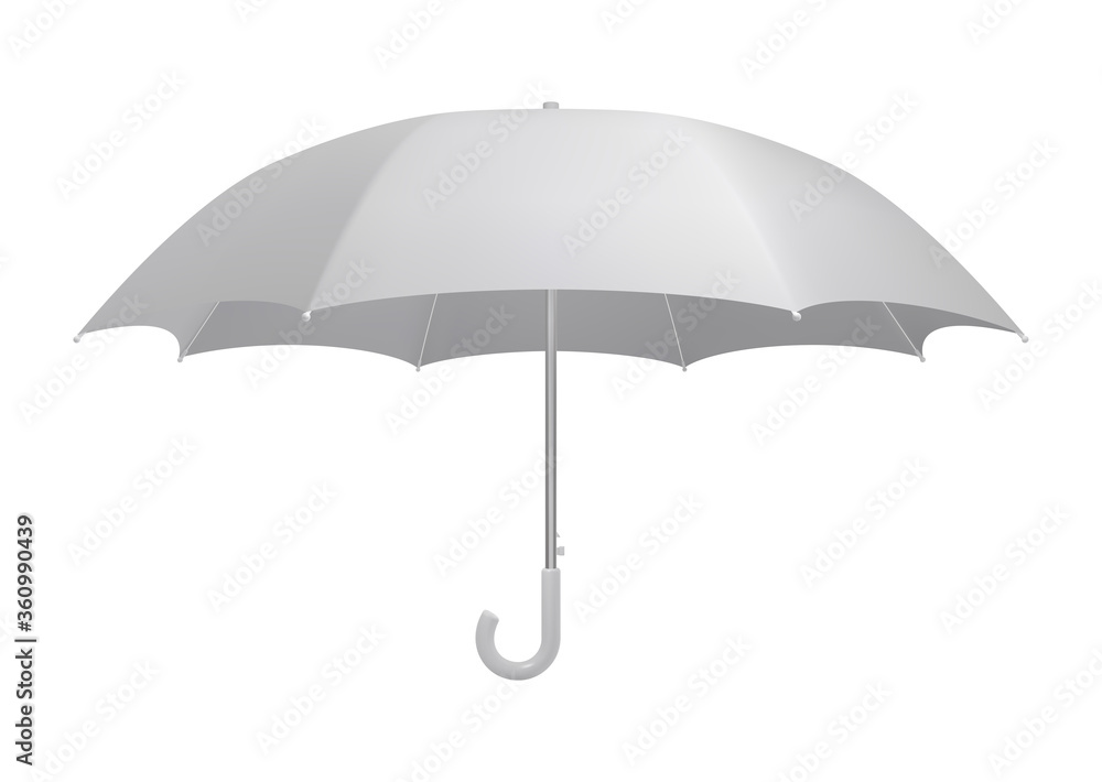 White umbrella template. Side view realistic vector mockup.