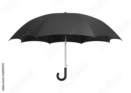 Black umbrella template. Side view realistic vector mockup.