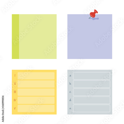 Sticky post note collection. Post it for work memo, reminder for to do it. Office paper sticker collection.