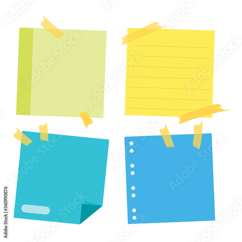 Sticky post note collection. Post it for work memo, reminder for to do it. Office paper sticker collection.