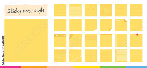 Sticky post note collection. Post it for work memo, reminder for to do it. Office paper sticker collection.