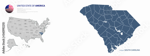 south carolina map. u.s. states vector map of south carolina. us states map. 