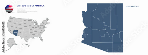 arizona map. u.s. states vector map of arizona. us states map. 