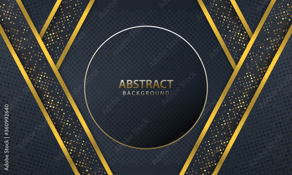 Modern abstract dark background vector. Elegant shape design with golden line. Texture with golden glitters dots element decoration. Modern abstract dark background vector. Elegant shape design with golden line. Texture with golden glitters dots element decoration.