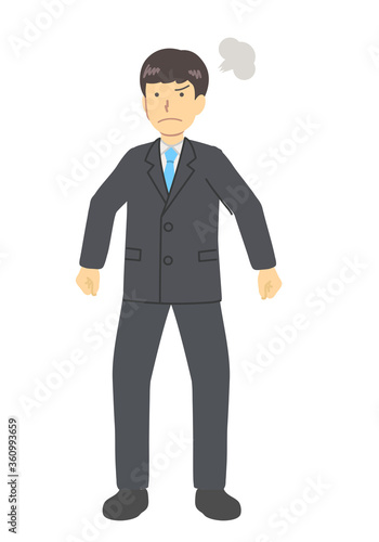 A man in an angry suit